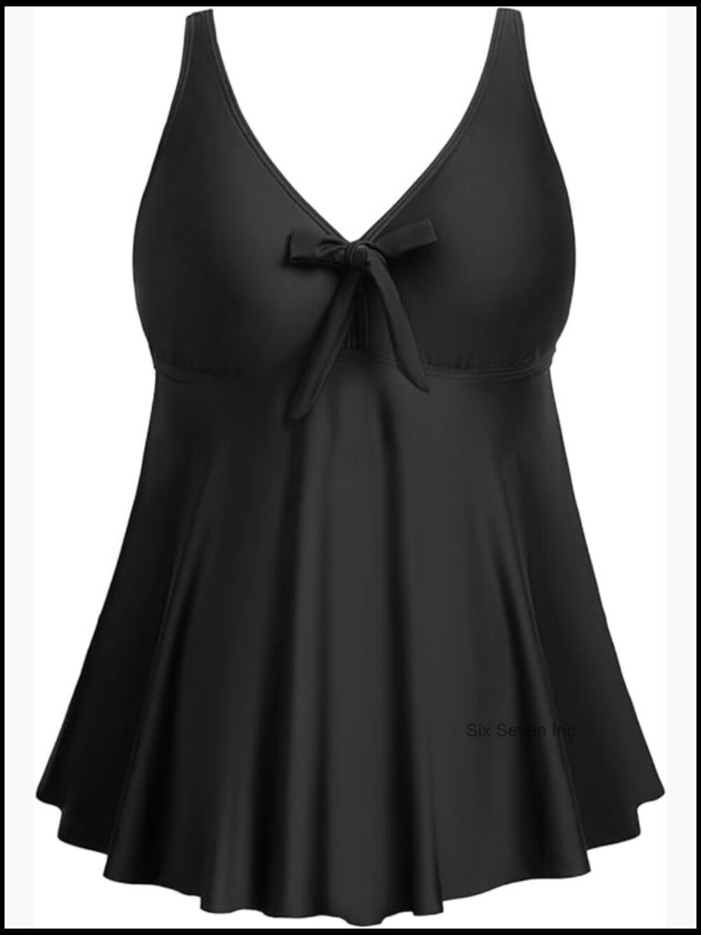 Flowy Tankini Top with Built-in Bra Plus Size Swimwear